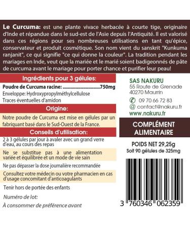 NAKURU | Turmeric | Power Range | Made in France | The Saffron of India! (90 Vegetable Capsules of 325mg) - Buy Online on GoSupps.com