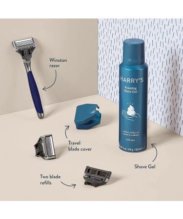 Harry's Winston Shaving Set for Men - 5 Blade Razor with Precision Trimmer, 3 Refills, Travel Cover & Shave Gel - 6pc Set - Buy Online on GoSupps.com