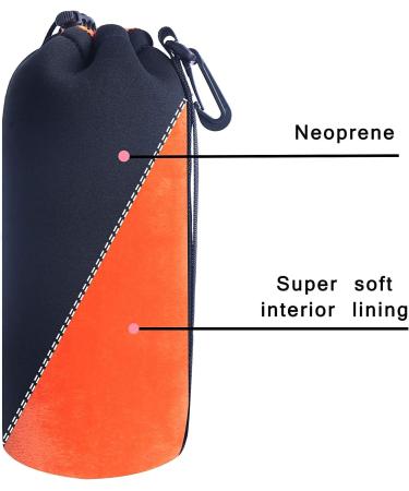 4 Pack Neoprene Camera Lens Pouch Set for Canon, Nikon, Sony, Olympus, Pentax - Black and Orange - Buy Online on GoSupps.com