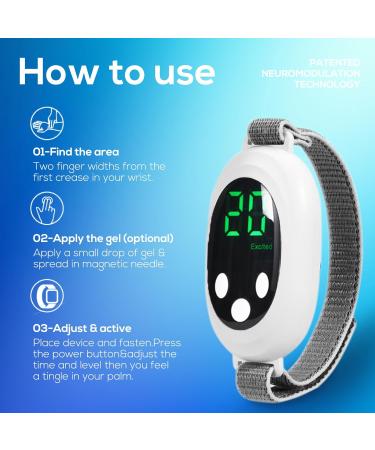 Anti-Nausea Wristband - Rechargeable Motion Sickness Bands for Travel & Morning Relief - White - Buy Online on GoSupps.com