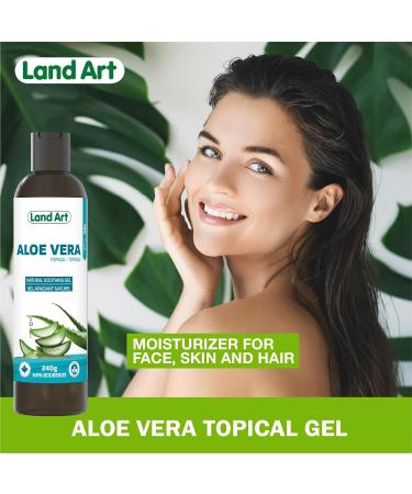 Aloe Vera Topical Gel Sunburn Relief - Soothing Moisturizer After Sun - for Face Body Hair - Made from 100% Pure Organic Cold Pressed Aloe Vera Gel For Face - with Vitamin C - Made in Canada (240 g (Pack of 1)) - Buy Online on GoSupps.com