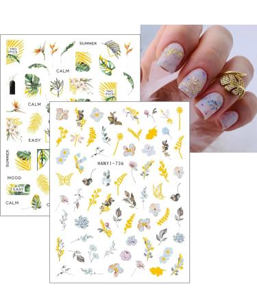 JMEOWIO 9 Sheets Flower Nail Art Stickers Decals Self-Adhesive Spring Floral Letter Nail Supplies Nail Art Design Decoration Accessories - Buy Online on GoSupps.com