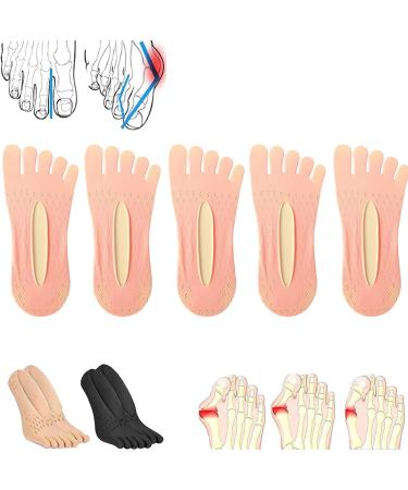 Sock Align Toe Socks for Bunion AntiBunions Health Sock Anti-Bunions Health Socks No Show Low Cut Five Finger Socks pink-5 pieces