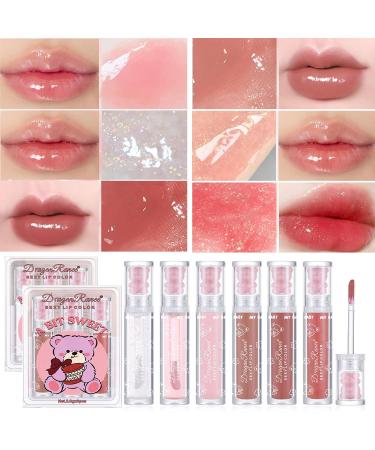 6 Colors Cute Bear Lip Glaze Set | Moisturizing Glitter Lip Gloss for Women & Girls | Tinted Shiny Lip Oil - Perfect Party Gift - Buy Online on GoSupps.com