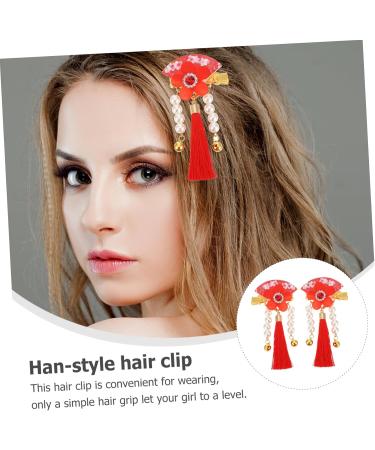 Beatifufu 1 Pair Hair Accessories Tassel Hair Holder Floral Barrette Han-style Hair Clip Hair Styling Holder Floral Hair Grip Hair Styling Pin Antiquity Hair Grip Hair Styling Grip - Buy Online on GoSupps.com