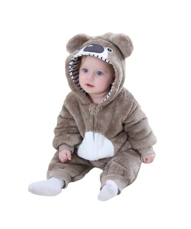 Doladola Unisex Baby Spring Autumn Animal Romper Baby Boys Girls Flannel One Piece Pyjamas 18-24 Months Koala