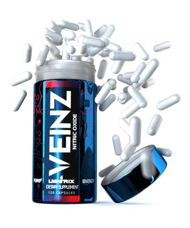 VEINZ Pills - Best Nitric Oxide Booster for Men & Women - L-Arginine L-Citrulline and ALA - Top Muscle Mass & Pump Supplement - 120 N.O. Capsules