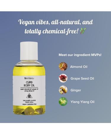 Natural Body Oil with Rose Quartz Crystals | Sweet Almond Grapeseed Jojoba & Ginger - 2 oz | Massage Therapy Essential Oils for Relaxation - Buy Online on GoSupps.com