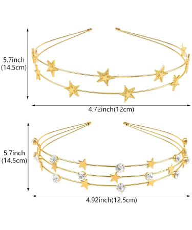 Gold Rhinestone Five-Pointed Star Headband Set - Elegant Bridal Hair Accessories - Buy Online on GoSupps.com