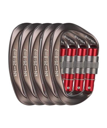 XINDA Screwgate Locking Carabiner Clip - Professional Rock Climbing Carabiner Screw Lock,Heavy Duty Carabiners for Climbing,Mountaineer,Hammock,Camping,Outdoor Equipment 5 pcs Gray - Buy Online on GoSupps.com