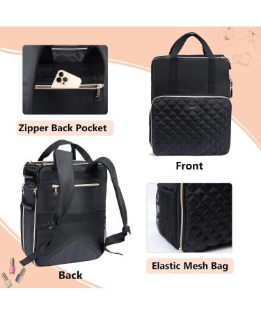 ELCUPA Nail Polish Organizer Backpack - Holds 84-93 Bottles - Large Storage Case with 3 Removable Boxes - Tools Organizer Sections - Black - Buy Online on GoSupps.com