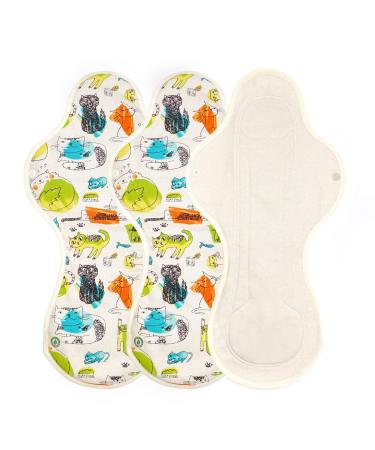 think ECO Printed Absorbent Type Pad 3p Organic Reusable Cotton Pads Menstrual Pads Sanitary Napkins Many Pattern 3 Pads. (Cats Night pad Plus)