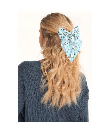 Floral Hair Bows Set - Women/Girls Barrettes Clips - Hair Accessories in White/Pink/Blue/Black (4pcs) - Buy Online on GoSupps.com