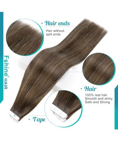 FSHINE Balayage Tape-In Hair Extensions - 55cm Dark Brown to Medium Brown 50g 20 Pieces - Invisible Real Hair #2/8/2 & #2/6/5 - Buy Online on GoSupps.com