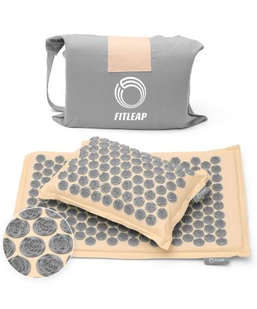 FITLEAP Akupressurmatte set with pillow + bag massage mat for soothing relaxation and stimulation acupuncture mat for pain relief premium nature/gray - Buy Online on GoSupps.com