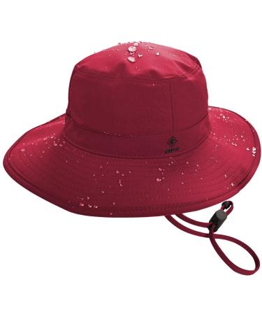 Wide Brim XL Extra Large Big Head Size Summer Sun Hat Water Repellent Rain Protection Chin Strap String Fishing Men and Women X-Large-3X-Large Red With Top Pocket (suitable:60cm-63cm)