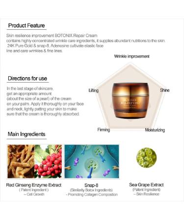 BOTONIX 24K Gold Age-Defying Cream with 8 Peptides - Face Lifting and Firming Bundle + Oil Absorbing Blotting Paper - Buy Online on GoSupps.com
