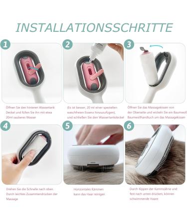 HEKASVM Cat & Dog Brush with Water Tank - Multifunctional Animal Hair Remover for Long Hair - Ideal for Massage & Care - Pink - Buy Online on GoSupps.com
