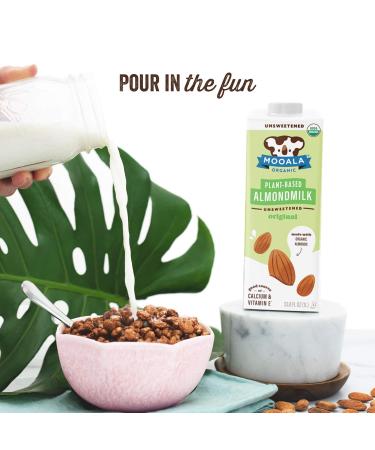 Mooala Organic Almondmilk Unsweetened 1L (Pack of 6) | Shelf-Stable Non-Dairy Gluten-Free Vegan Beverage | No Added Sugar - Buy Online on GoSupps.com