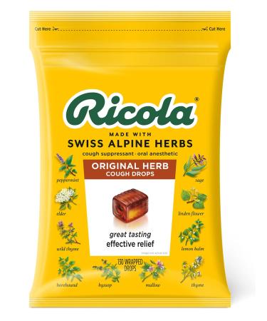 Ricola Original Herbal Cough Suppressant Throat Drops, 130ct Bag