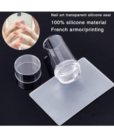 Niceneeded 4Pcs Nail Art Stamper Kit | Transparent Jelly Stamper & Scraper - Round Blue with Lid for Perfect Nail Designs - Buy Online on GoSupps.com