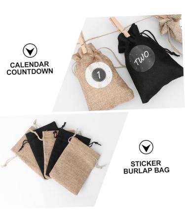 KONTONTY 1 Set Christmas Sack Calendar Candy Bags Jute Rope Holiday Xmas Biscuit Bags Drawstring Linen Bag - Buy Online on GoSupps.com