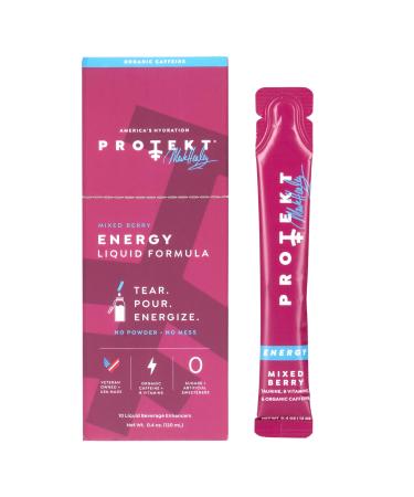 Protekt Zero Sugar Energy Drinks - Keto Energy Drink Natural Mix Liquid Vitamin B Drink Organic Caffeine Drinks Energy Drink Zero Sugar - Mixed Berry Energy Packets by Mark Healey Pack of 10 Mixed Berry 0.4 Ounce (Pack of 10)