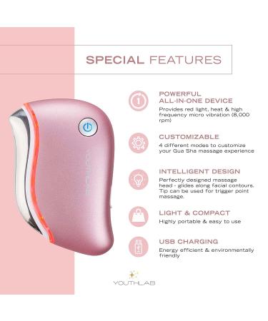 YouthLab ProSculpt Gua Sha Tool | Heat/Electric Vibration | Anti-Aging & Wrinkle Reduction | Facial Sculpting/Tightening | Eye Puffiness & Tension Relief | Acupressure | Face Lift | Double Chin | Rose Gold - Buy Online on GoSupps.com
