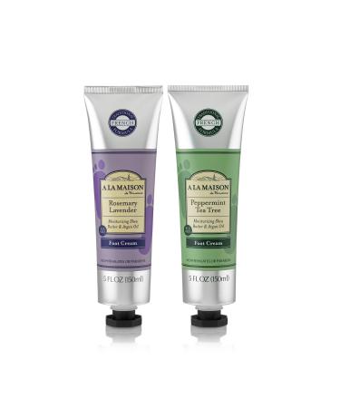 A LA MAISON Peppermint Tea Tree Foot Cream Lotion for Dry Skin - Traditional French Natural Hand and Foot Lotion (1 Pack  5 oz Bottle) Rosemary Lavender & Peppermint Tea Tree