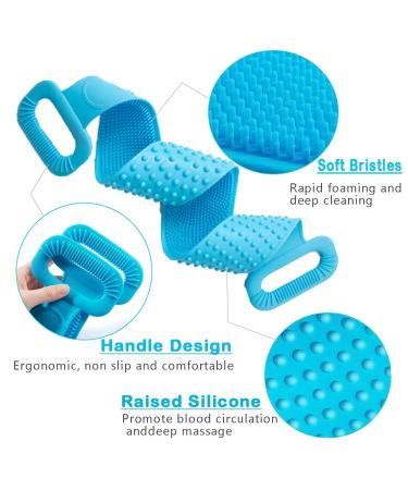 Silicone Body Scrubber for Shower - Exfoliating & Skin Friendly - Blue - Buy Online on GoSupps.com