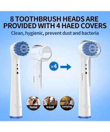 Oral B Electric Toothbrush Soft Bristle Replacement Heads - Gentle & Sensitive Gums - 8 Count with Hygienic Covers - Compatible with Oral B - Sensitive Clean (1 Pack) - Buy Online on GoSupps.com