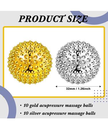 20 Pcs Magnetic Acupressure Massage Balls - Hedgehog Therapy Balls for Stress Relief (32mm Silver & Gold) - Buy Online on GoSupps.com
