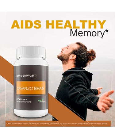 Cavanzo Brain Support - Brain Support Supplement Improve Memory Focus and Brain Function - Memory - Focus - Clarity - Recovery - Stamina - Cavanzo Frankincense Improved Capsule Formulation - Buy Online on GoSupps.com