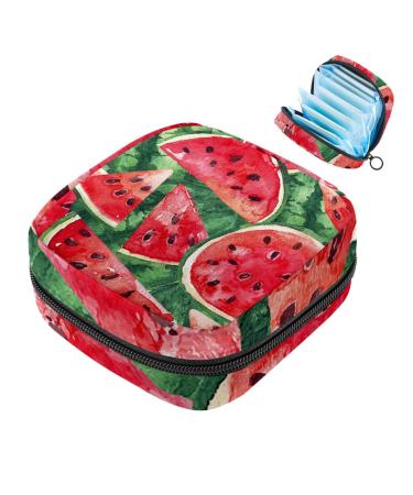 Portable women's binding-up bags menstrual cup pocket female menstrual pads bags for teenage girls tampons for the first period summer water melons red painted multicolored 05