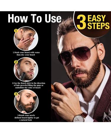 Black Beard Brush for Men - Beard Colouring for Men - Beard Pencil Filler for Men - Waterproof Sweatproof Styling Pen - Natural Long-lasting Mustache Coverage - Thicken Enhance Shape Define Bristle - Buy Online on GoSupps.com