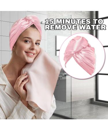 AMORISE Microfiber Hair Towel Set - Quick-Drying Satin Hair Turban (Black Pink White) - 3 Piece Hair Care Essentials for Effortless Drying - Buy Online on GoSupps.com