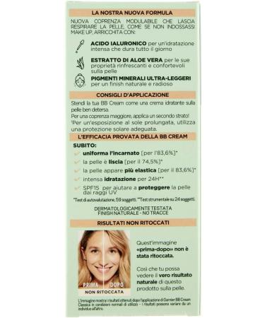 Garnier BB cr me classique SkinActive pour peau uniforme et hydrat e look naturel enrichi en acide hyaluronique Aloe Vera et pigments min raux SPF 15 Teinte : Moyen-clair Classique Moyen-Clair - Buy Online on GoSupps.com