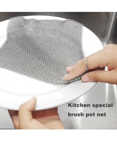 Cast Iron Cleaner Non-Scratch Stainless Steel Scourer 20x20 cm Nonstick Oil Chainmail Scrubber for Kitchen Pans Pot Griddles Skillets Cookware Chainmail Scrubber - Buy Online on GoSupps.com