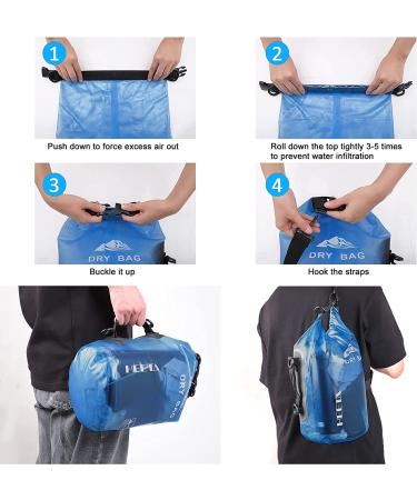 HEETA Waterproof Dry Bag for Women Men  5L/10L/20L/30L/40L Roll Top Lightweight Dry Storage Bag Backpack with Phone Case for Travel  Swimming  Boating  Kayaking  Camping and Beach Blue 5L - Buy Online on GoSupps.com