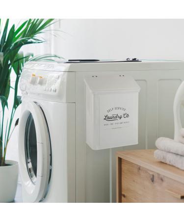 Magnetic Lint Bin for Laundry Room | Metal Trash Can with Lid | Farmhouse Lint Holder & Dryer Lint Brush - Stylish Storage Decor - Buy Online on GoSupps.com