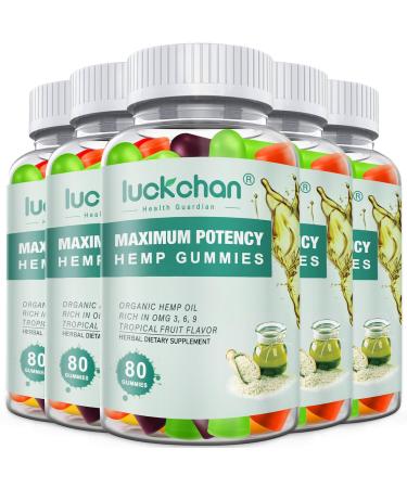 (5 Packs) Hemp Gummies High Potency - Pure Extra Strength Organic Hemp Oil Gummies - 100% Natural Bear Hemp Gummy for Adults