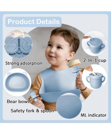 Bizcasa 9-Piece Silicone Baby Dish Set | Non-Slip Suction Cup Childrens Dishes | BPA-Free Toddler Plates & Cutlery (Blue) - Buy Online on GoSupps.com