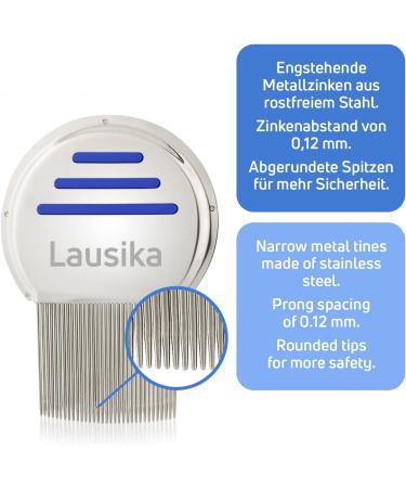 Lice Comb Lausika - Metal Nit Comb for Kids & Adults | Extra Close-Set Teeth | Effective Head Lice Treatment - Buy Online on GoSupps.com