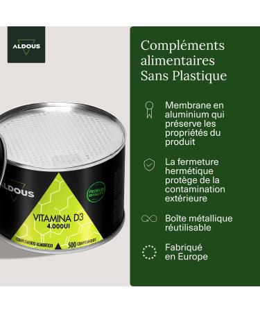 Vitamin D3 2000 IU maximum dose | 500 tablets | Vitamin D3 Colecalciferol | Vitamins for immune system and defenses | Improves calcium absorption | 1 tablet every 2 days - Buy Online on GoSupps.com