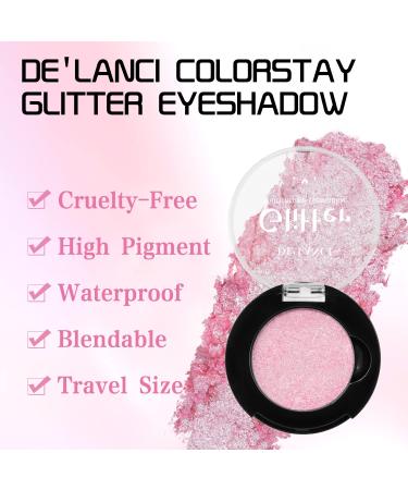 DE'LANCI Glitter Eyeshadow - Richly Pigmented Long Lasting Shimmer Eye Makeup for Fair Skin - Talc Free, Silver/Pink Pluto 1G - Buy Online on GoSupps.com