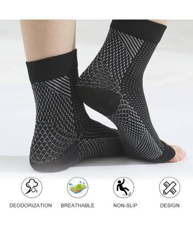 Shop 4 Pair Ankle Bandage Compression Socks for Plantar Fasciitis & Arthritis - Men's/Women's Supportive Stockings (Black & White Size 43-46) - Buy Online on GoSupps.com