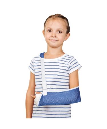 supregear Kids Mesh Arm Sling Adjustable Medical Child Shoulder Immobilizer Rotator Cuff Support Brace for Broken & Fractured Bones Dislocation Sprains Strains & Tears Fits Children Blue L Blue L