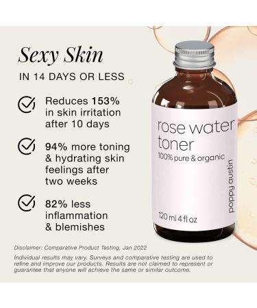 Poppy Austin 120mL Rose Water Toner for Face - Cruelty-Free & Alcohol-Free Moroccan Facial Toner - Triple Purified Rosewater for Face - Buy Online on GoSupps.com