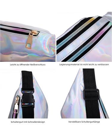 Valleycomfy Holographic Fanny Pack for Women - 2 Piece Adjustable Glitter Belt Pocket for Outdoor Travel & Hiking - Buy Online on GoSupps.com