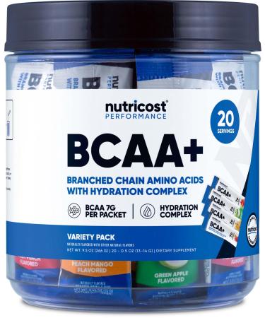Nutricost BCAA+ Hydration Variety Pack (20 Stickpacks) - Branched Chain Amino Acids with Hydration Complex - Gluten-Free Non-GMO